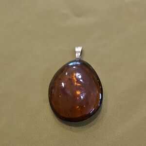 Vintage Pear-shaped Amber Pendant With Gold-tone Bail (No Markings)